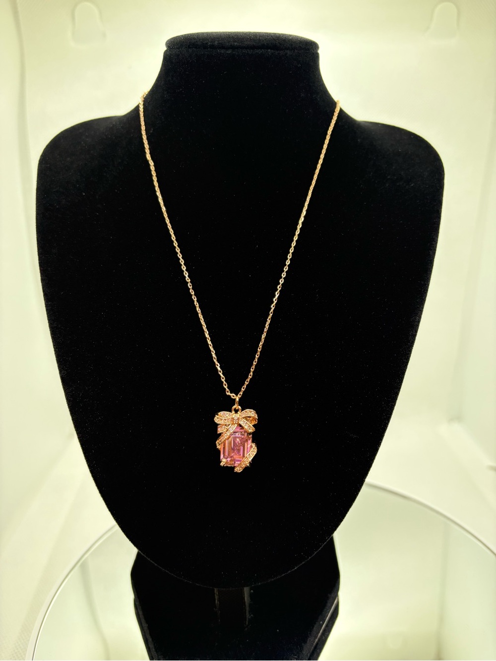 Rose Gold Kate spade Necklace with Pink Crystal Pendant